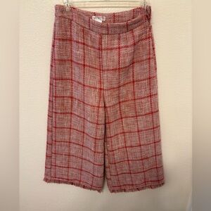 VENUS Red and White Tweed Pants
